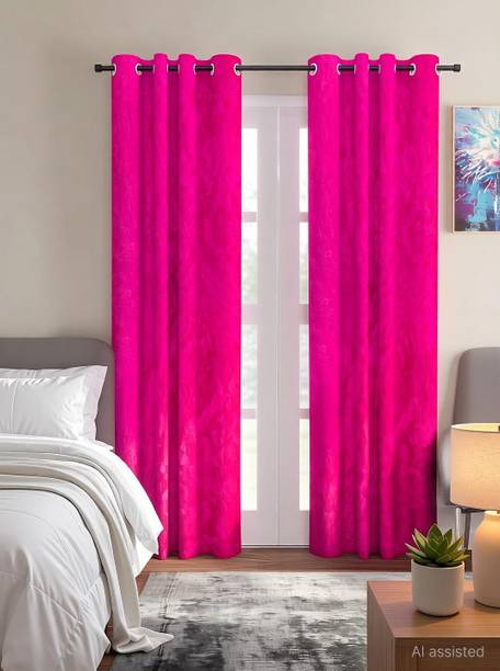 Cortina 210 cm (7 ft) Door Polyester Room Darkening Curtain (Pack Of 2)