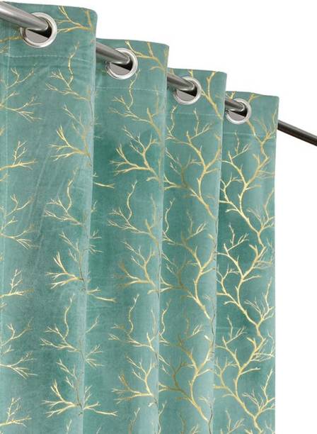 DrapeHomez 274 cm (9 ft) Long Door Velvet Room Darkening Curtain Single Curtain