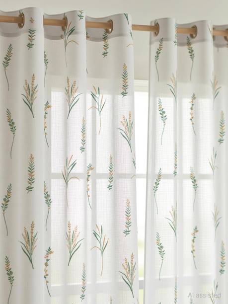 HOMEMONDE 152.4 cm (5 ft) Window Cotton Transparent Curtain (Pack Of 2)