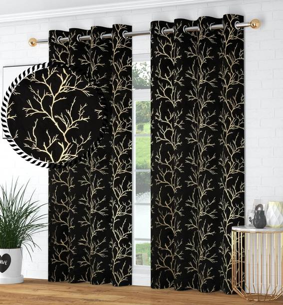 smf 212 cm (7 ft) Door Velvet Room Darkening Curtain (Pack Of 2)
