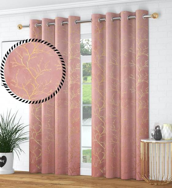Nivasa Home 213 cm (7 ft) Door Velvet Room Darkening Curtain (Pack Of 2)