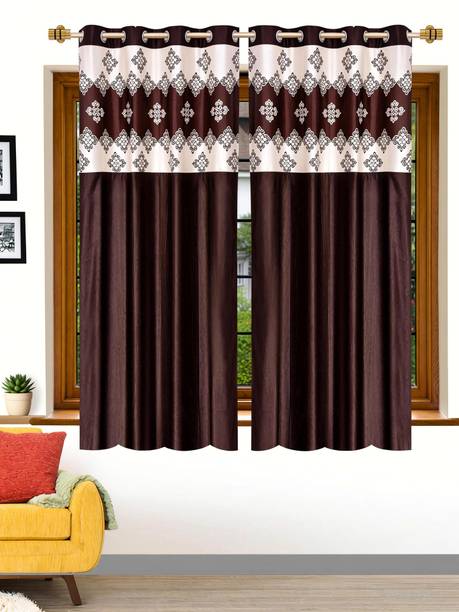 Stella Creations 152 cm (5 ft) Window Polyester Semi Transparent Curtain (Pack Of 2)