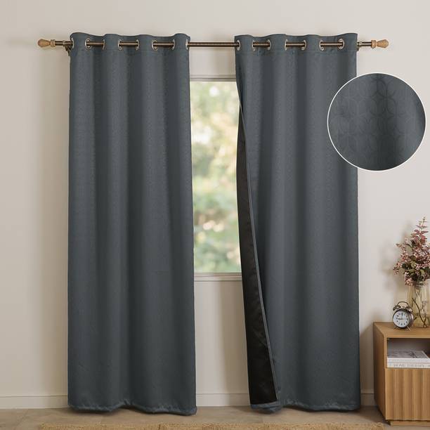 HOMEMONDE 152.4 cm (5 ft) Window Polyester Blackout Curtain (Pack Of 2)