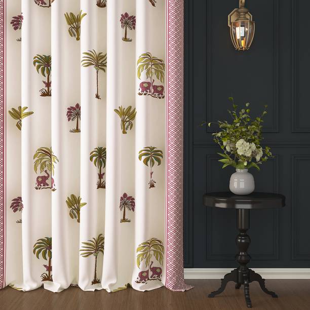 Story@home 242 cm (8 ft) Shower Cotton Semi Transparent Curtain (Pack Of 2)