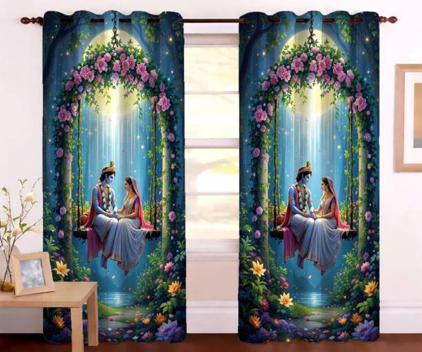 Vistaara Homes 214 cm (7 ft) Door Polyester Room Darkening Curtain (Pack Of 2)