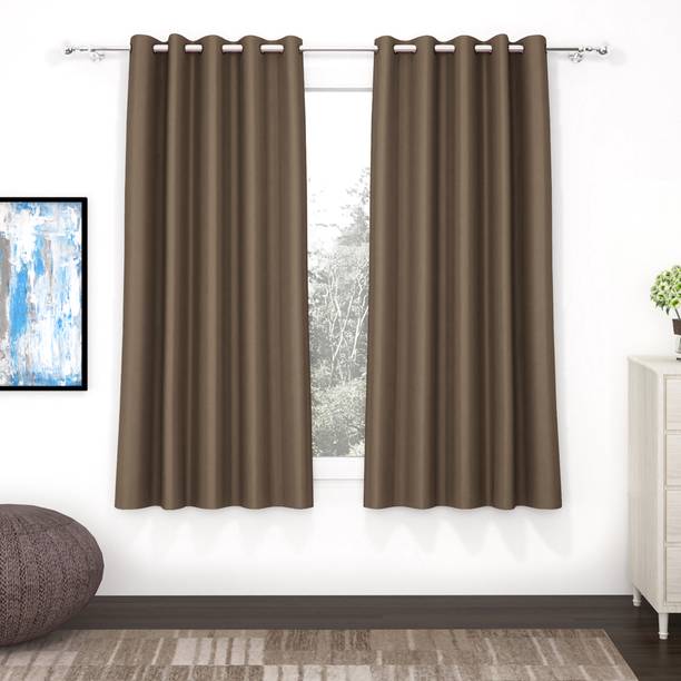 Story@home 152 cm (5 ft) Window Polyester, Silk Blackout Curtain (Pack Of 2)