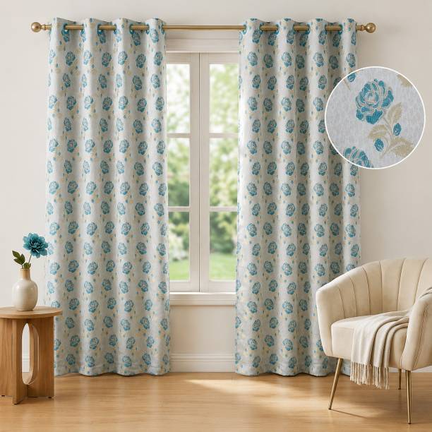 CUTWORK FURNISHINGS 213 cm (7 ft) Door Jacquard Room Darkening Curtain (Pack Of 2)
