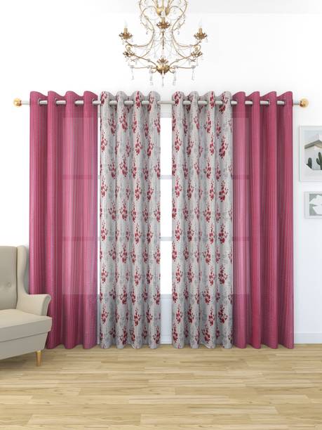 PRAFULL MILLAURE 214 cm (7 ft) Door Tissue Transparent Curtain (Pack Of 4)