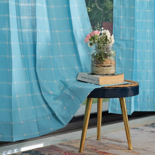 Urban Space 152 cm (5 ft) Cotton Semi Transparent Window Curtain (Pack Of 2)