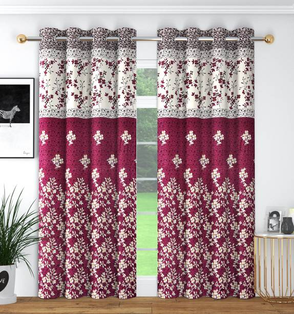 Panipat Textile Hub 213 cm (7 ft) Polyester Semi Transparent Door Curtain (Pack Of 2)