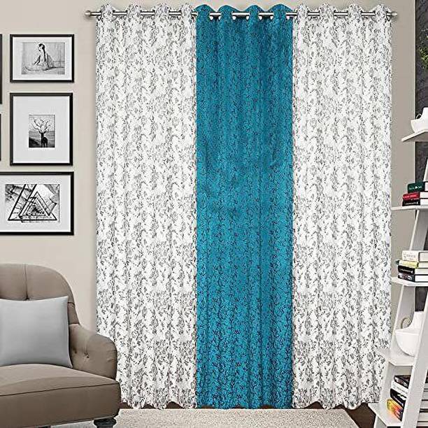 Kraftiq Homes 274 cm (9 ft) Long Door Velvet Room Darkening Curtain (Pack Of 3)