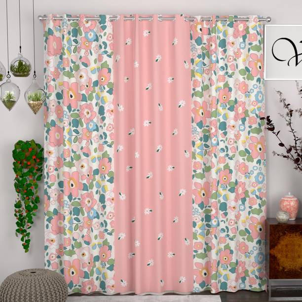 CHHAVI INDIA 213 cm (7 ft) Polycotton Semi Transparent Door Curtain (Pack Of 3)