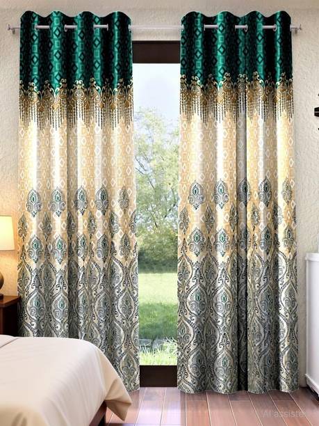 Home Sizzler 153 cm (5 ft) Window Polyester Semi Transparent Curtain (Pack Of 2)
