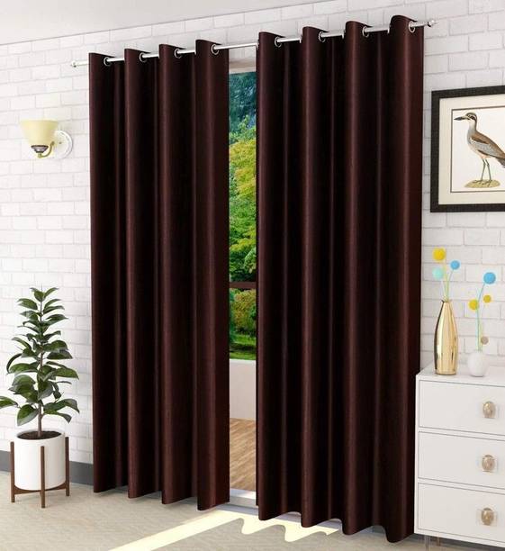 PTG 152 cm (5 ft) Door Polyester Semi Transparent Curtain (Pack Of 2)