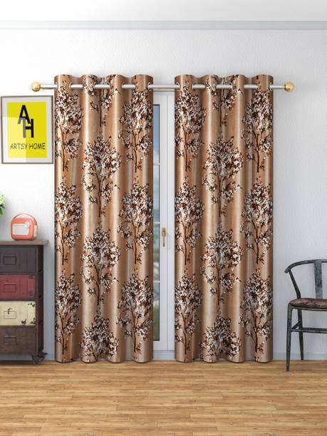 AH ARTSY HOME 214 cm (7 ft) Door Polyester Room Darkening Curtain (Pack Of 2)