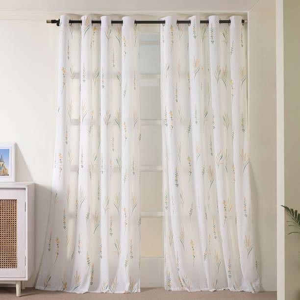 HOMEMONDE 213.36 cm (7 ft) Door Cotton Transparent Curtain (Pack Of 2)
