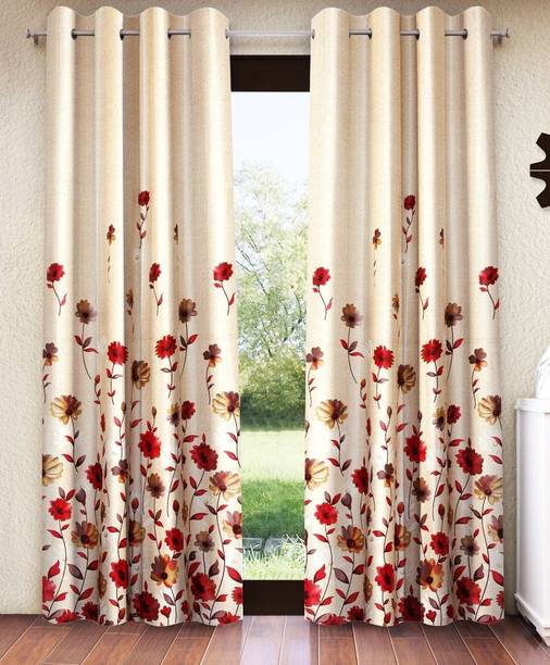 Home Sizzler 213 cm (7 ft) Door Polyester Semi Transparent Curtain (Pack Of 2)