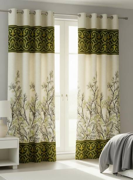 Home Sizzler 153 cm (5 ft) Window Polyester Semi Transparent Curtain (Pack Of 2)