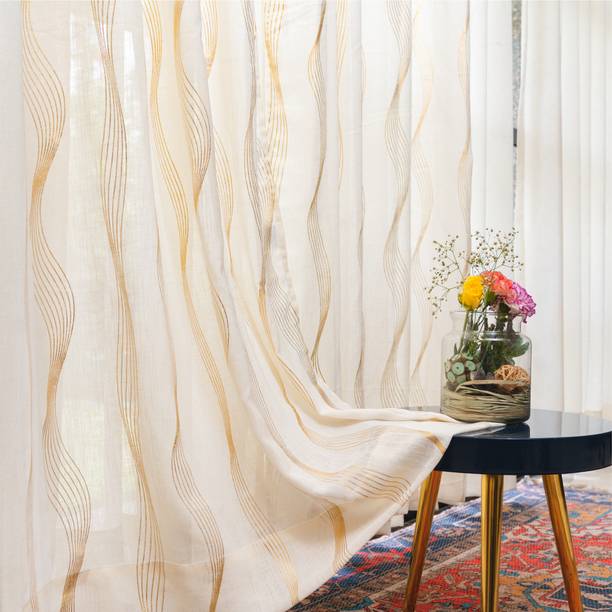 Urban Space 213 cm (7 ft) Door Polyester Semi Transparent Curtain (Pack Of 2)