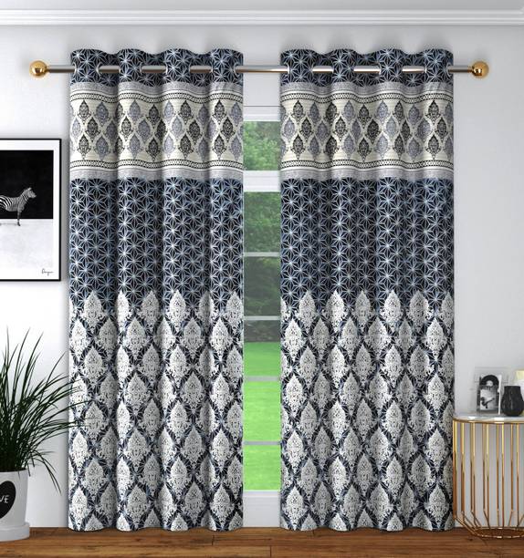 Panipat Textile Hub 213 cm (7 ft) Polyester Semi Transparent Door Curtain (Pack Of 2)