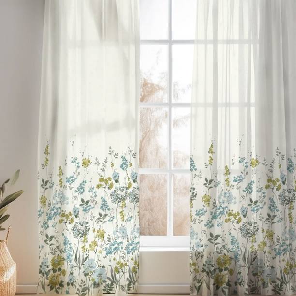 haus & kinder 275 cm (9 ft) Polyester Semi Transparent Long Door Curtain (Pack Of 2)
