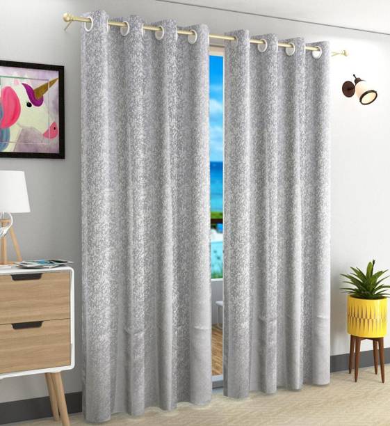 Freshfromloom 214 cm (7 ft) जैकर्ड, पॉलिएस्टर दरवाज़ा पर्दा (2 का पैक)