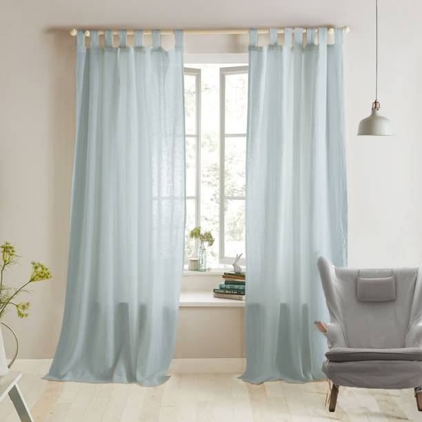 HOMEMONDE 213.36 cm (7 ft) Door Cotton Transparent Curtain (Pack Of 2)