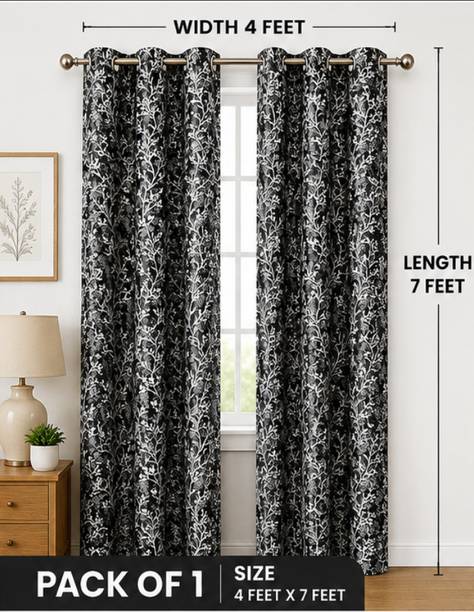 PriVish Creations 213 cm (7 ft) Door Polyester Semi Transparent Curtain (Pack Of 2)