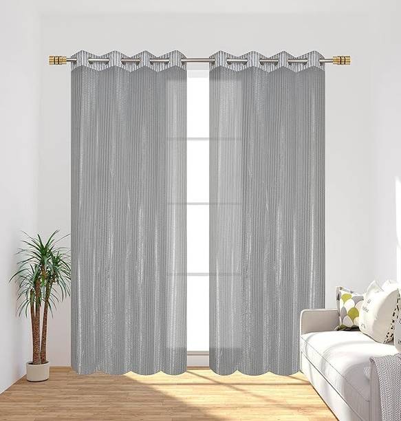 ABODRIC 152 cm (5 ft) Window Polyester Semi Transparent Curtain (Pack Of 2)