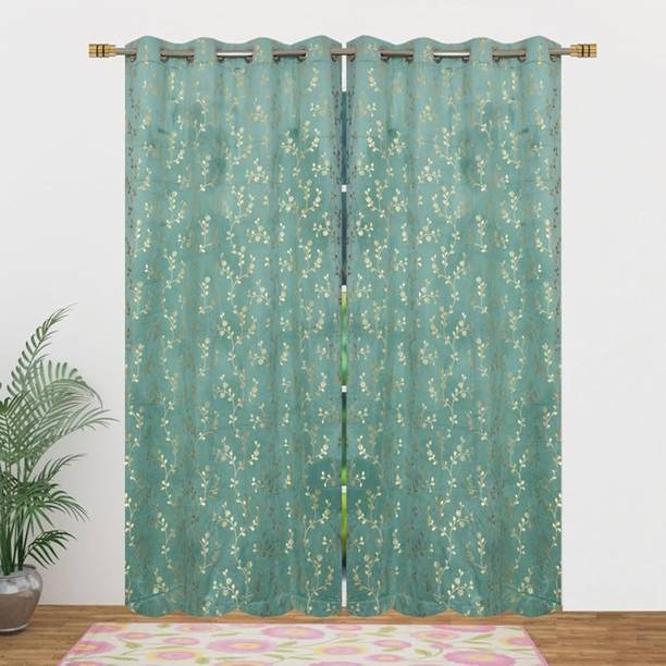 Shamreen 152 cm (5 ft) Window Velvet Room Darkening Curtain (Pack Of 2)