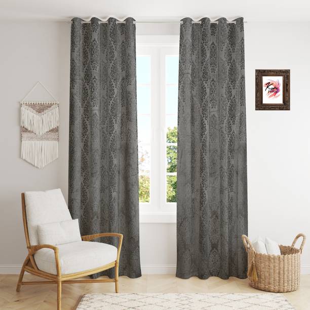 Kraftiq Homes 214 cm (7 ft) वेल्वेट दरवाज़ा पर्दा (2  का पैक)