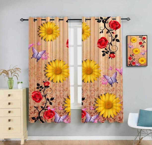 Newturn 155 cm (5 ft) Polyester Room Darkening Window Curtain (Pack Of 2)