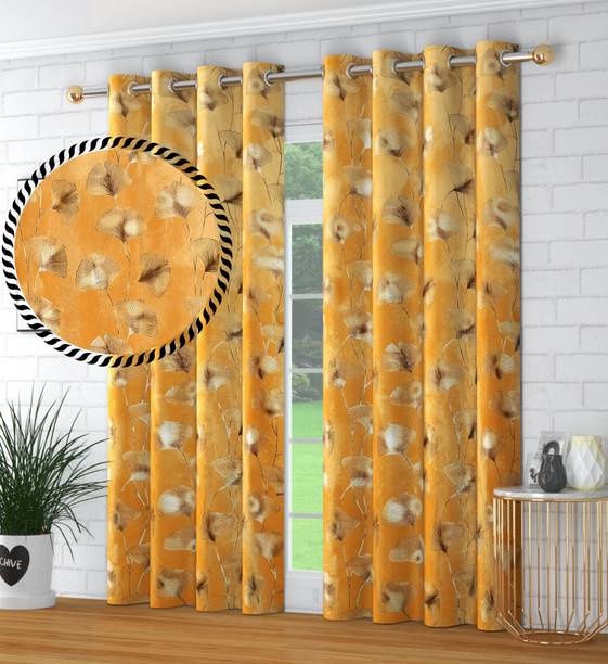 FabFabriX 213.36 cm (7 ft) Door Velvet Room Darkening Curtain (Pack Of 2)