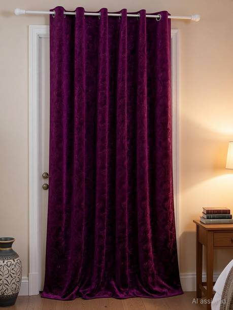Stackers 213 cm (7 ft) Door Velvet Semi Transparent Curtain Single Curtain