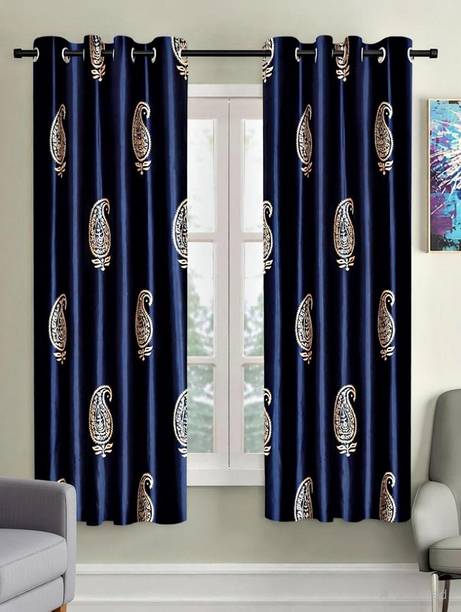 Home Sizzler 153 cm (5 ft) Window Polyester Semi Transparent Curtain (Pack Of 2)