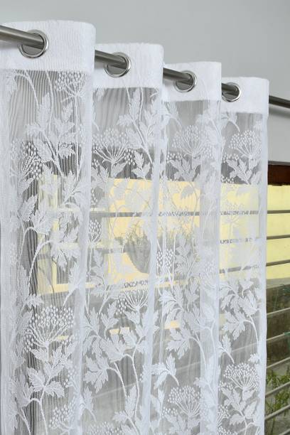 Rashee Creations 274 cm (9 ft) Long Door Net Transparent Curtain (Pack Of 2)