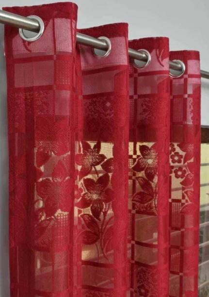 CURTERA 213 cm (7 ft) Net Semi Transparent Door Curtain (Pack Of 2)