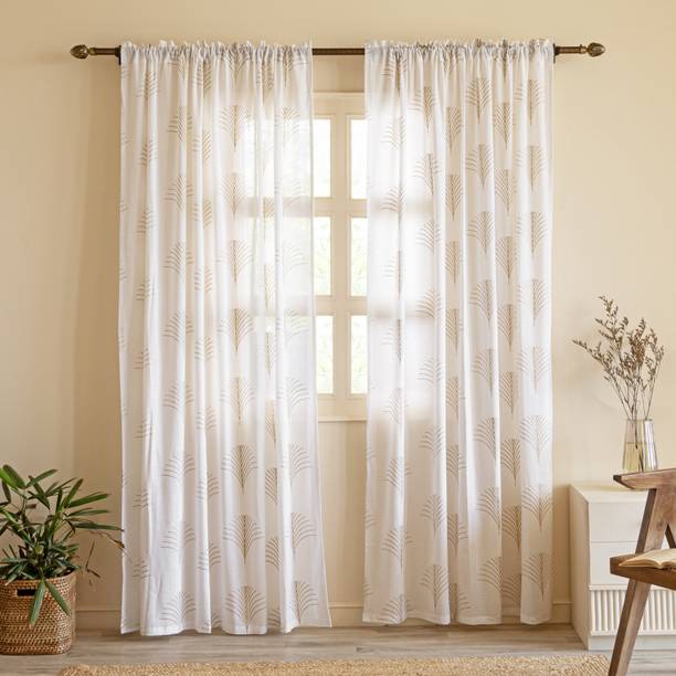 HOMEMONDE 213 cm (7 ft) Cotton Transparent Door Curtain (Pack Of 2)