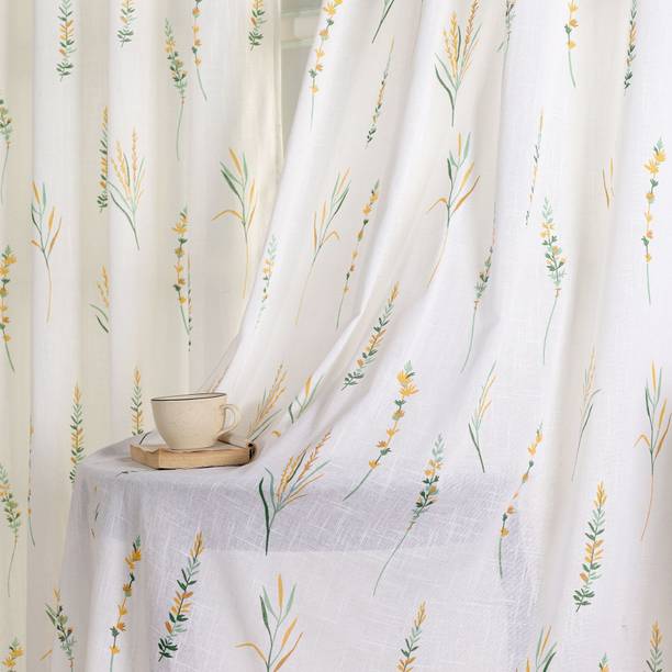 HOMEMONDE 152.4 cm (5 ft) Window Cotton Transparent Curtain (Pack Of 2)