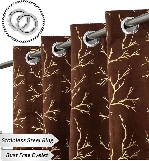 VEVIDHIENTERPRISES 152 cm (5 ft) Window Velvet Room Darkening Curtain Single Curtain