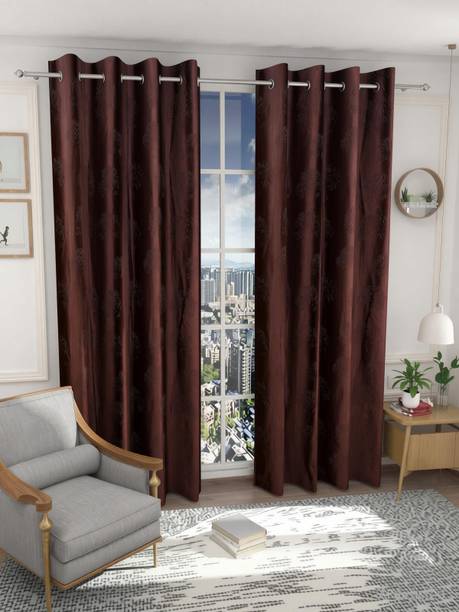 Home Stylish 213 cm (7 ft) Door Polyester Room Darkening Curtain (Pack Of 2)