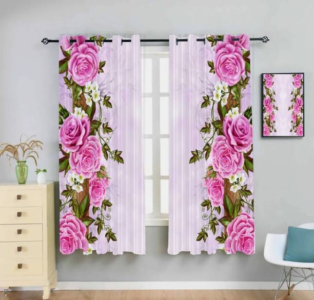 Newturn 155 cm (5 ft) Polyester Room Darkening Window Curtain (Pack Of 2)