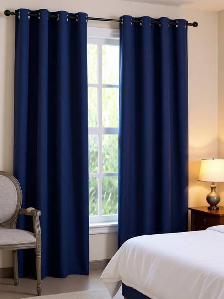COMFY HOME 243.8 cm (8 ft) Long Door Silk Blackout Curtain (Pack Of 2)