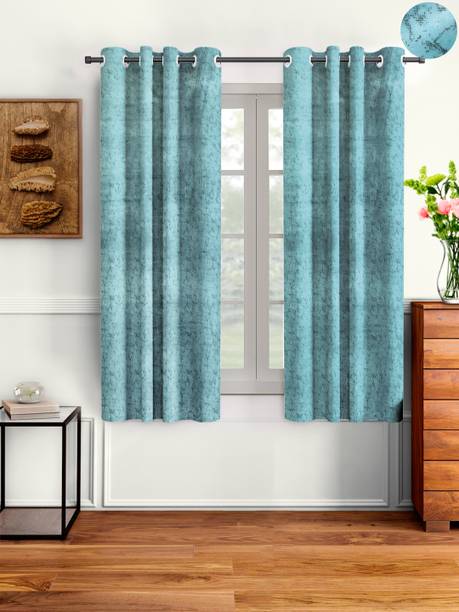 Cortina 150 cm (5 ft) Window Velvet Room Darkening Curtain (Pack Of 2)