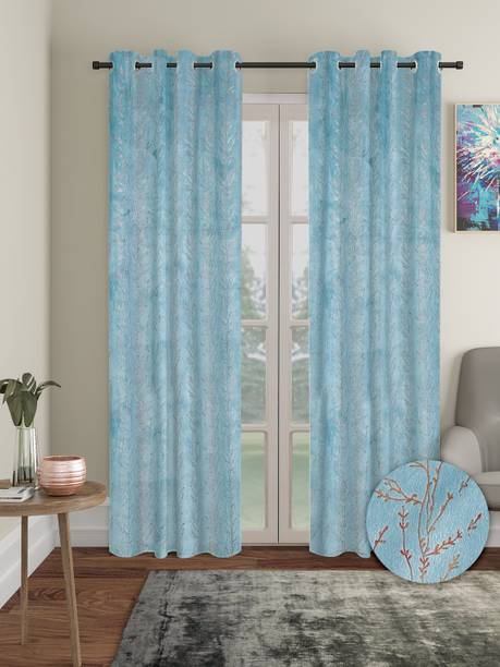 Cortina 210 cm (7 ft) Door Velvet Room Darkening Curtain (Pack Of 2)