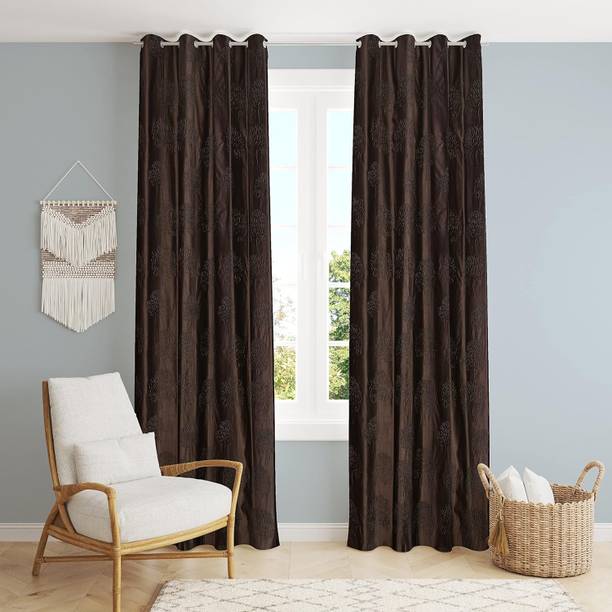 ABODRIC 152 cm (5 ft) Window Polyester Semi Transparent Curtain (Pack Of 2)