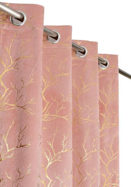 VELOURA 213.36 cm (7 ft) Velvet Room Darkening Door Curtain (Pack Of 2)