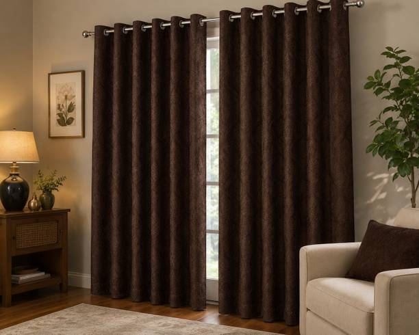 HARYANA STYLE 213 cm (7 ft) Window Polyester, Jacquard Room Darkening Curtain (Pack Of 2)