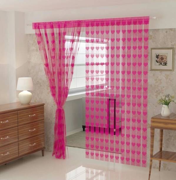 NIKITA ENTERPRISE 213 cm (7 ft) Polyester Semi Transparent Door Curtain (Pack Of 2)