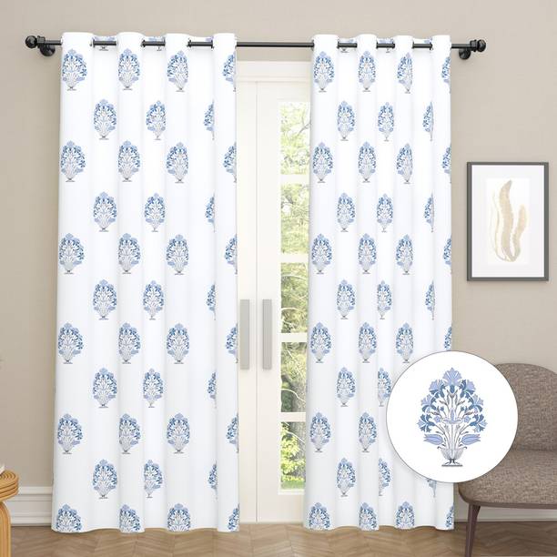 haus & kinder 210 cm (7 ft) Cotton Room Darkening Door Curtain (Pack Of 2)